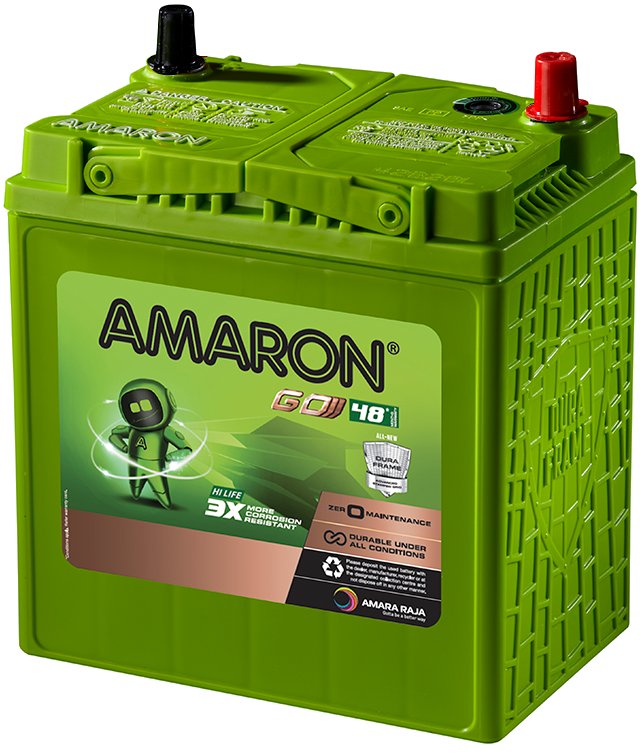 Amaron Amaron GO, Car battery for hatchbacks and sedans · 48 months warranty
