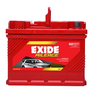 Exide Mileage MLDIN55R, 55 Ah DIN car battery · sedans · 60 months warranty