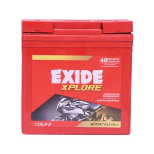 Exide Xplore 12XL9‑B, 9 Ah motorcycle battery · 48 months warranty