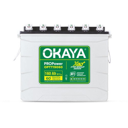 Okaya OPTT19060, 160 Ah tall tubular · 60 months warranty