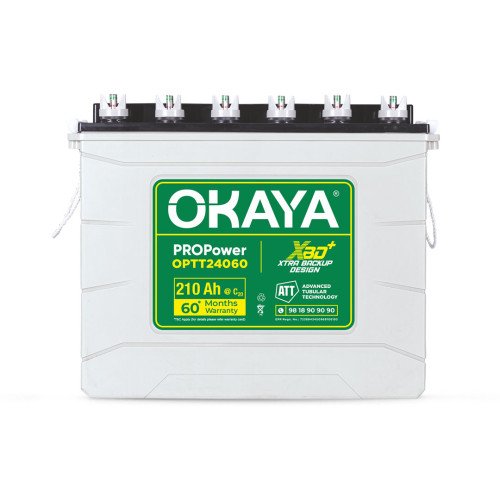 Okaya OPTT24060, 210 Ah tall tubular · 60 months warranty